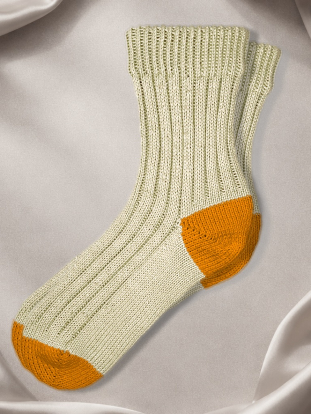 100% Pima Cotton Natural Two-Tone Crew Sock | Handmade in the USA